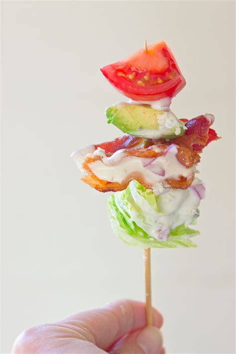 Wedge salad on a stick | wow factor here, these were the hit of the potluck! Wedge Salad Skewers | love & zest
