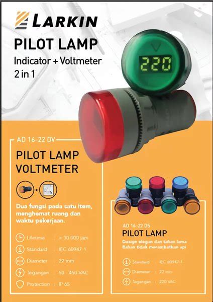 Jual Larkin Ad22dv Pilot Lamp Voltmeter Volt Meter Panel Digital