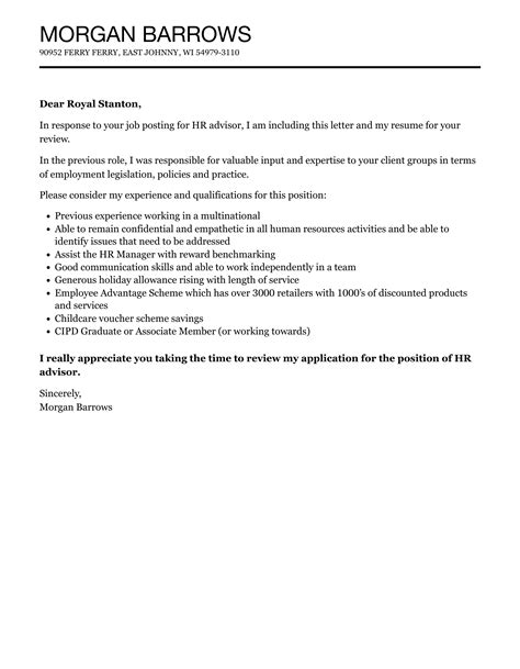 Hr Advisor Cover Letter Velvet Jobs