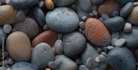 Game Texture Stones Pebbles Rock Wall Seamless Pattern Created With Generative AI Technology