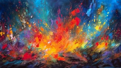 Fire Oil Painting Illustration Flames Abstract Colors Stock