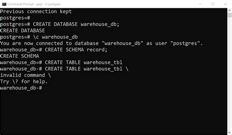 Postgresql Psql In Windows Command Prompt How To Type In New Line Stack Overflow