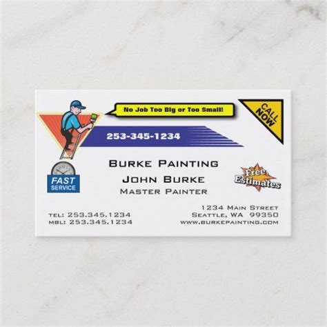 Painter Painting Contractor Business Card Painter Business Card