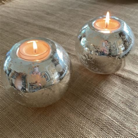 Pottery Barn Accents Pottery Barn Mercury Glass Candle Holders