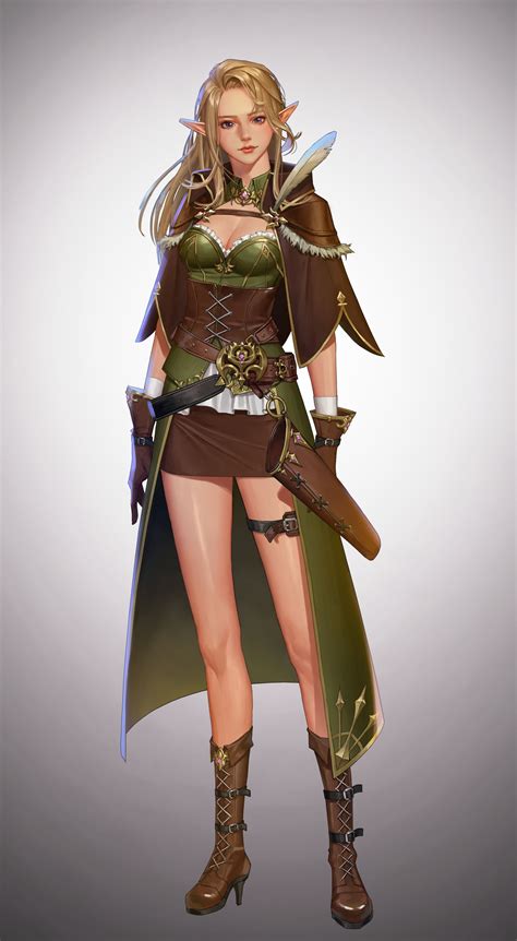artstation elf archer yeongyeong song female character design rpg character character