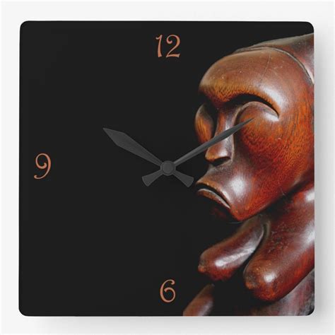 Square Wall Clock African Art Featuring Portrait Of Fang Byeri