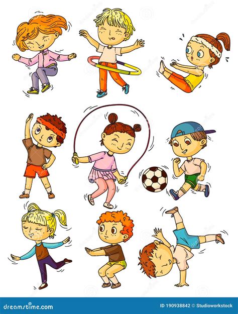 Deportes Para Niños Niños Que Practican Deportes Stock De Ilustración
