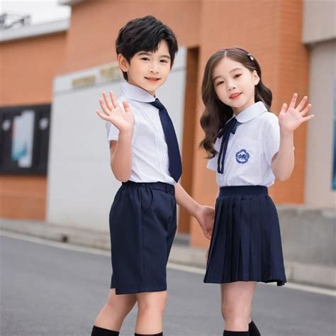 Children Navy Blue Cotton Japanese School Uniform For Girls Boys