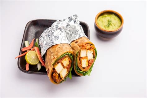 Premium Photo Cottage Cheese Paneer Kathi Roll Or Wrap Also Known As