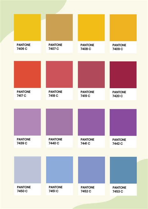 Pantone Coated Color Chart Template Edit Online And Download Example