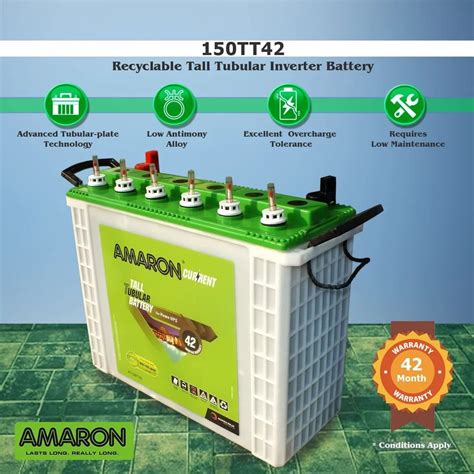 Amaron Current Pt Tt Tall Tubular Battery For Inverter Ah At