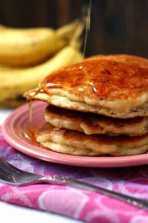 The Fluffiest Vegan Banana Pancakes The Pretty Bee