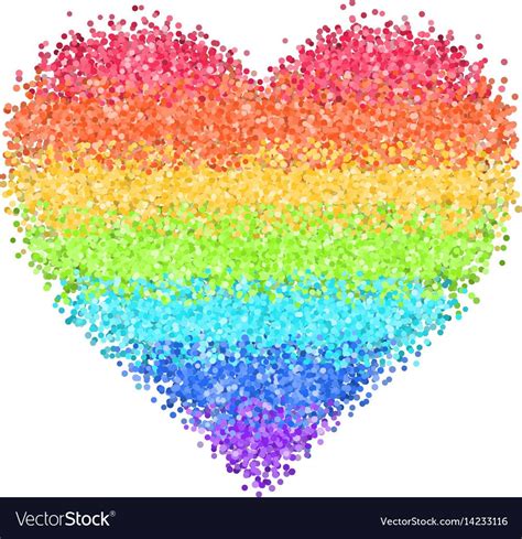 Glitter Rainbow Heart Cute Symbol Of Valentines Day Romantic Concept