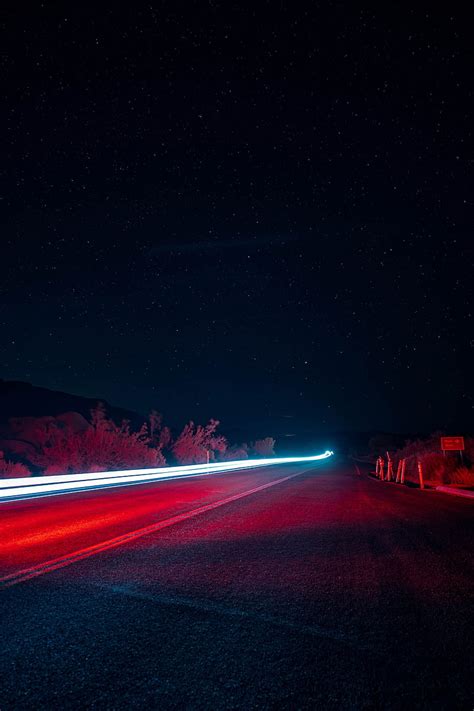 Night Road Long Exposure Glow Starry Sky Hd Phone Wallpaper Peakpx