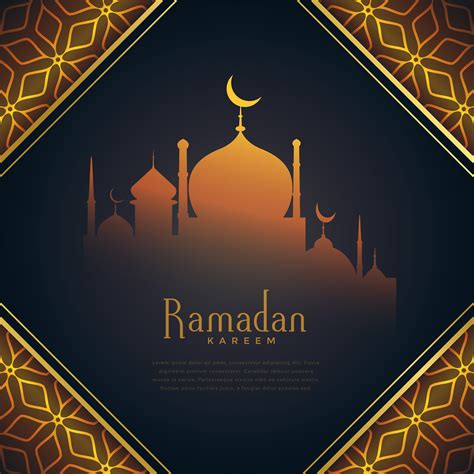 Creative Ramadan Kareem Festival Greeting With Glowing Mosque