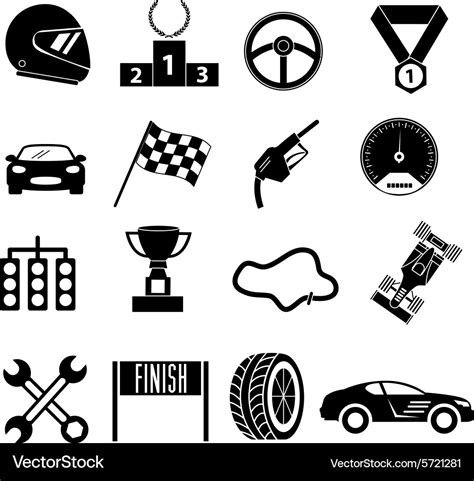 Car Racing Icons Set Royalty Free Vector Image