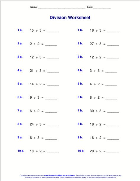 Division grade 3 activities & worksheets. Worksheets for basic division facts (grades 3-4)