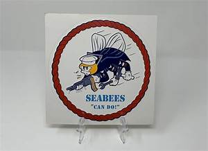 Vintage U S Navy Seabee Sticker Decal Etsy