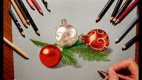 Colored Pencil Drawing Christmas Tree Decorations Christmas