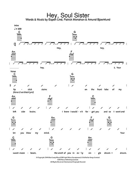 Ukulele chords for hey soul sister by train. The Ukuleles "Hey, Soul Sister" Sheet Music PDF Notes ...