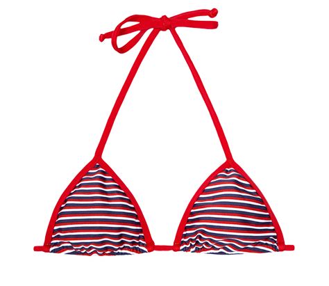 Redwhiteblue Striped Triangle Bikini Top Soutien Garoupa Rio De Sol
