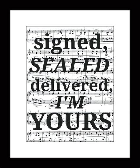 Items Similar To Signed Sealed Delivered Im Yours Wall Art