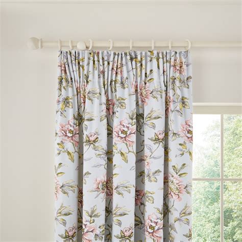 Peony Blossom Floral Print Curtains By Vanda In Silver Buy Online From