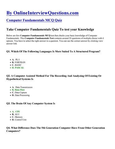 Computer Fundamental Mcq Questions By Mayank Chaurasiya Issuu