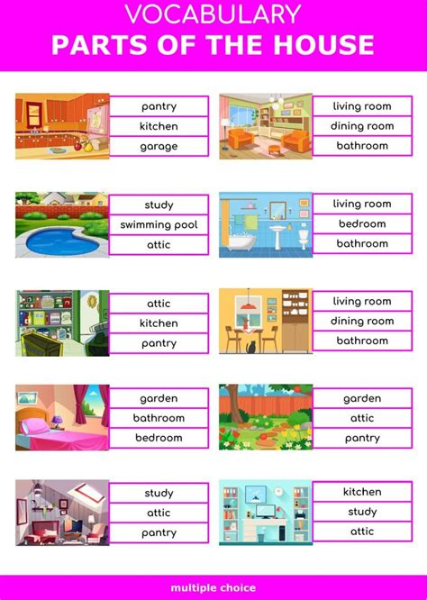 Parts Of The House Multiple Choice Worksheet Cuadro De Texto