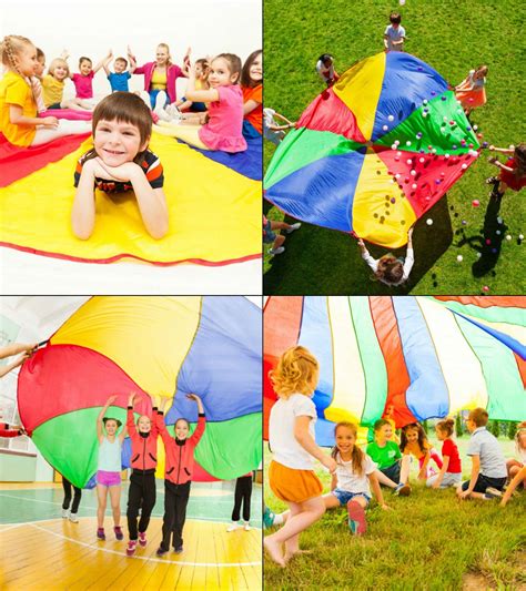 Parachutes Sports Rainbow Play Parachute For Kids 8 Handles 2m Diameter