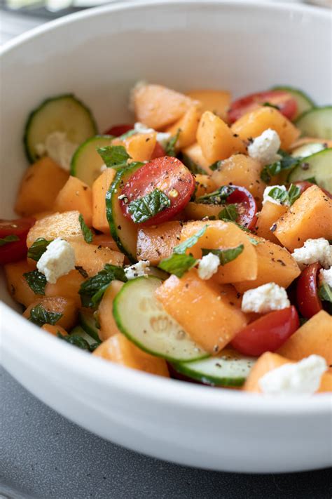 Cantaloupe Salad With Feta And Mint My Quiet Kitchen
