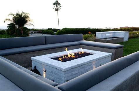 Concrete Fire Pit Rectangular Fire Pit Patio Contemporary With Built In