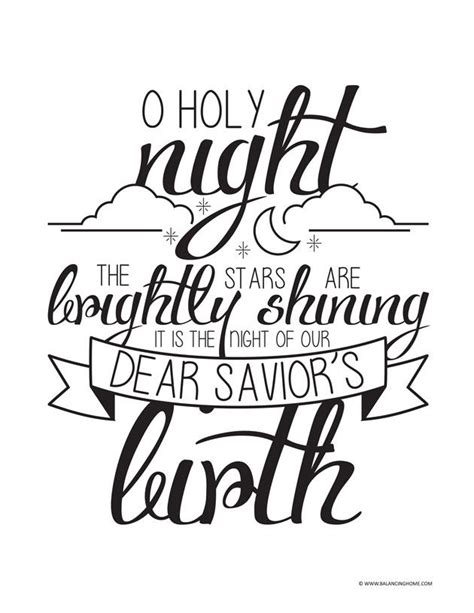O Holy Night Printable In Black And White And In Color Christmas Eve