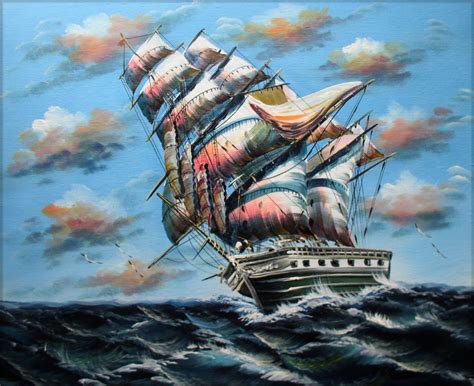 Quality Hand Painted Oil Painting Sailing Ship 7 Large