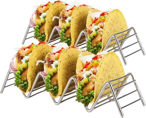 Kitchenatics Stainless Steel Taco Tray Holders For Serving Up Soft