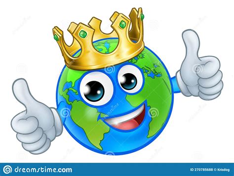 King Earth Globe World Mascot Cartoon Character Stock Vector