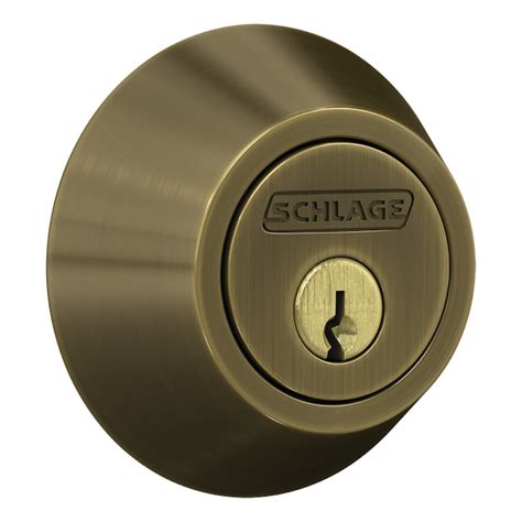 Home Front By Schlage Antique Brass Single Cylinder Deadbolt In The