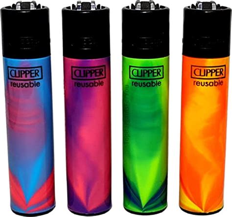 Zactly Set Of 4 Clipper Lighters Various Assorted Designs Regular