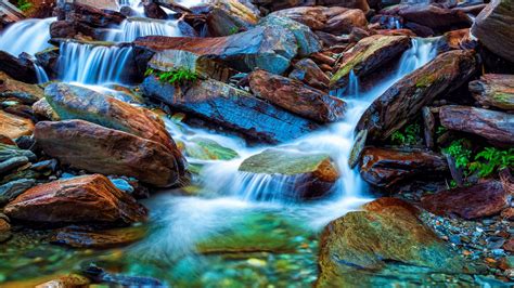 Waterfalls Stones Rocks Water Stream Scenery 4k Hd Nature Wallpapers