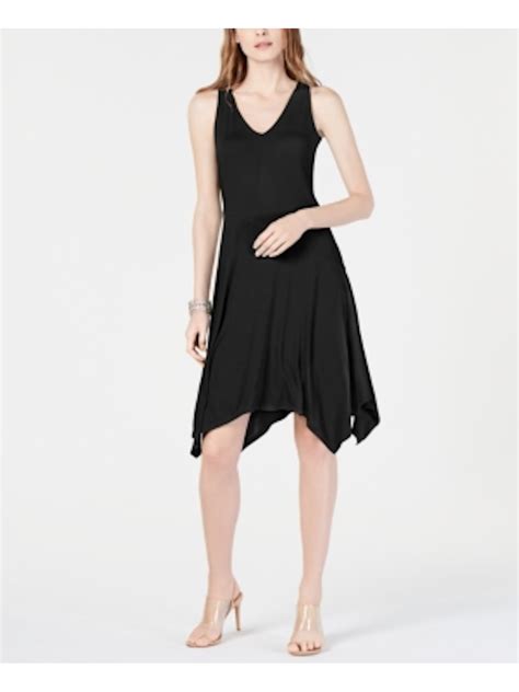 Inc Inc Womens Black Sleeveless Scoop Neck Midi Shift Dress Size M