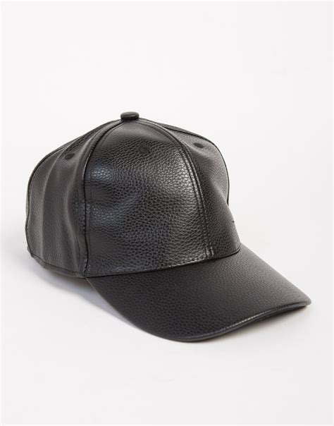 Textured Leather Baseball Cap Black Baseball Cap Leather Hat 2020ave