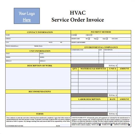 Here are some free to use forms and samples such as job order form doc/pdf that can be. FREE 13+ Sample HVAC Invoice Templates in PDF | MS Word