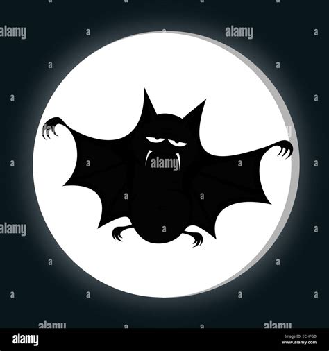 un negro grande fat bat está sonriendo con una luna llena medianoche silueta fotografía de