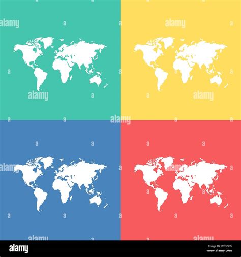 Set Of Different Colorful World Map Illustration Vector Stock Vector