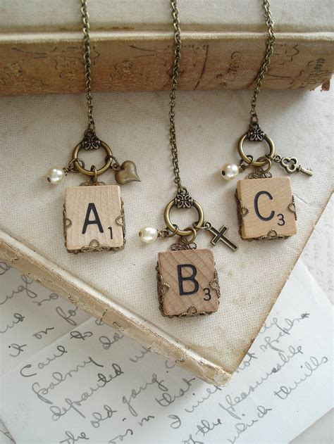 Scrabble Letter Necklace Personalized Initial Necklace Brass Etsy