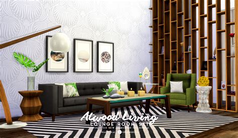 Sims 4 Ccs The Best Atwood Living Lounge Room Set By Peacemaker