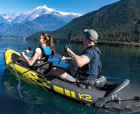Intex Explorer K2 2 Person Inflatable Kayak Set With Aluminum Oars