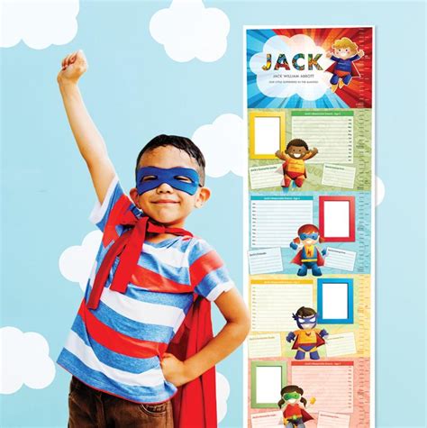 Personalised Superhero Height Charts Designed For Any Name