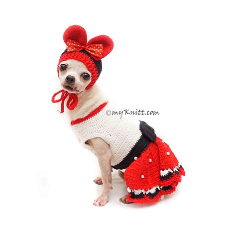Red Dog Dress Crochet Dog Hat Crochet Ears Chihuahua Dress Etsy