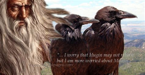 Huginn And Muninn Powerful Ravens Of Odin Supreme God In Asgard In